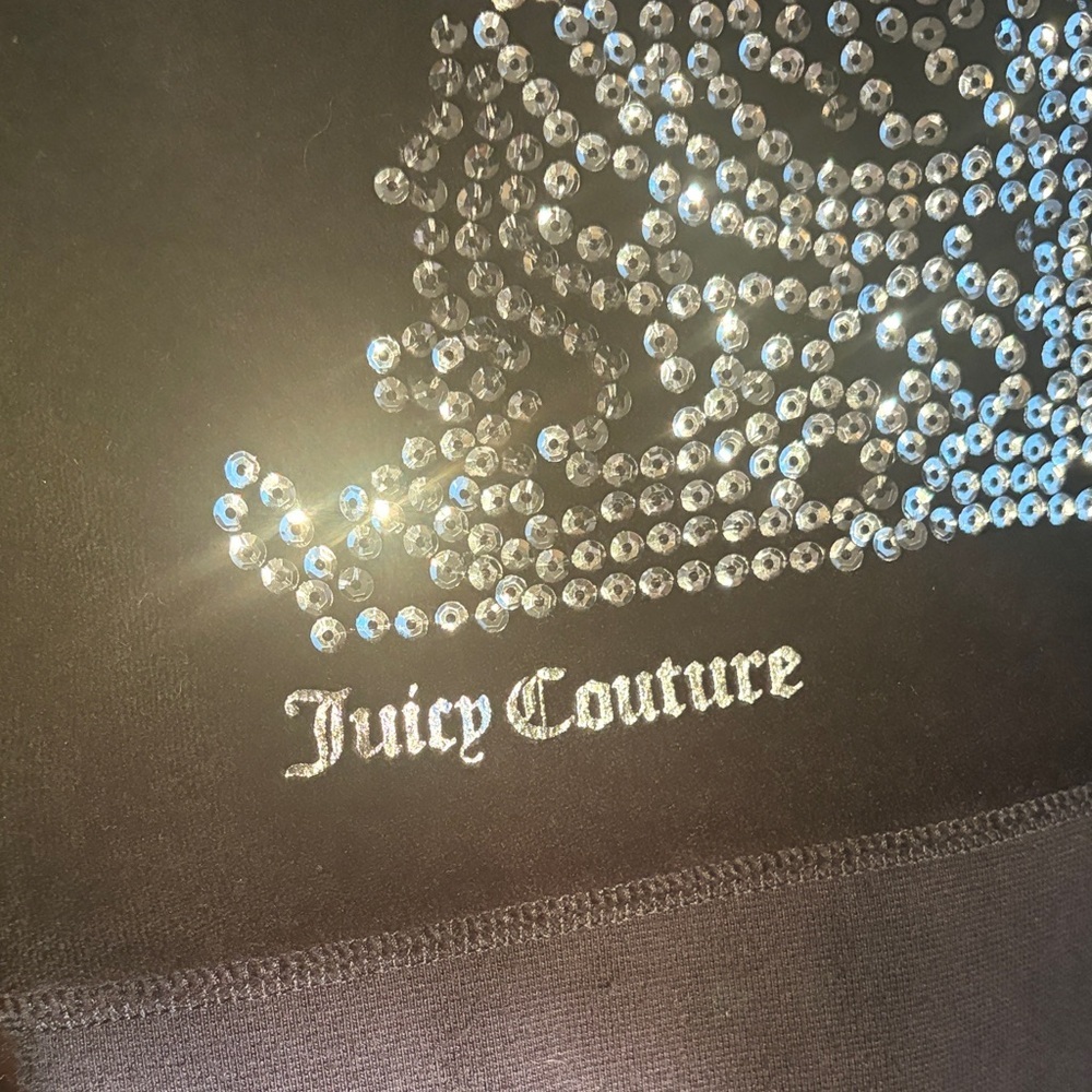 Juicy Couture Black Hoodie with Sparkling Dog Motif - Picture 2 of 4